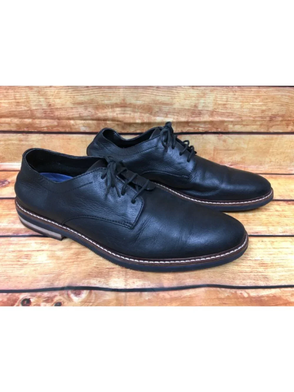 Bostonian Mens 9.5 M Black Leather Oxford Derby 4-eye Shoes